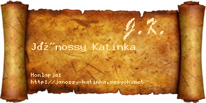 Jánossy Katinka névjegykártya
